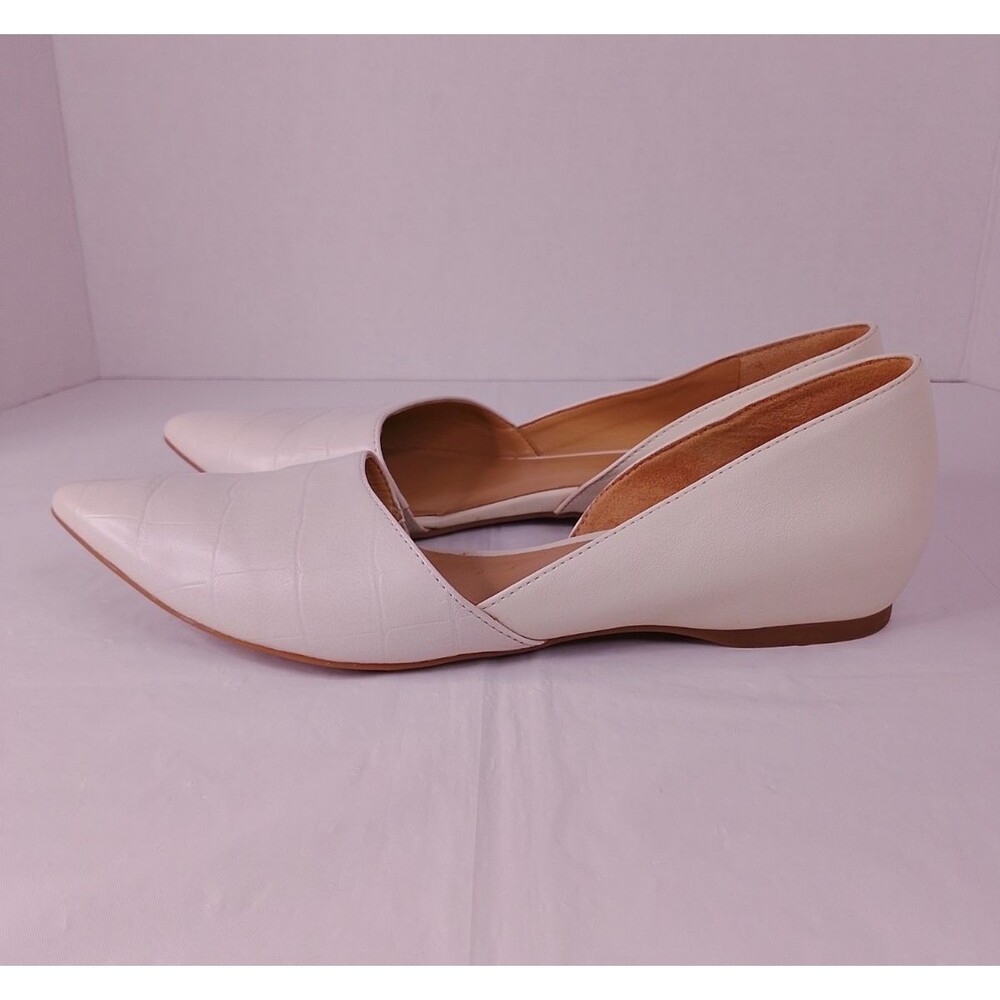 Naturalizer Tamara Womens Flats Size 6 Ivory Croc Leather Pointed Toe Slip On - Picture 3 of 7